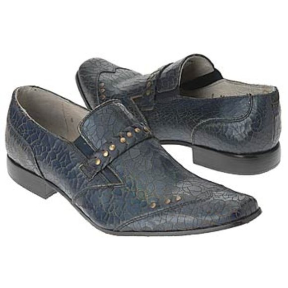 IMPULSE BLUE CRACKED LEATHER SHOES NEW SIZE 12 - Picture 1 of 8